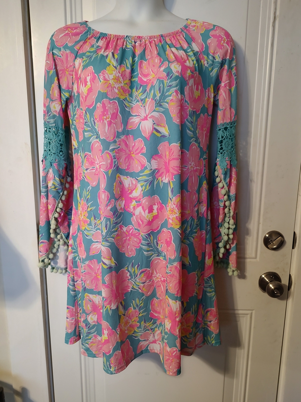 Simply Southern Teal Tunic with Pink Floral Print